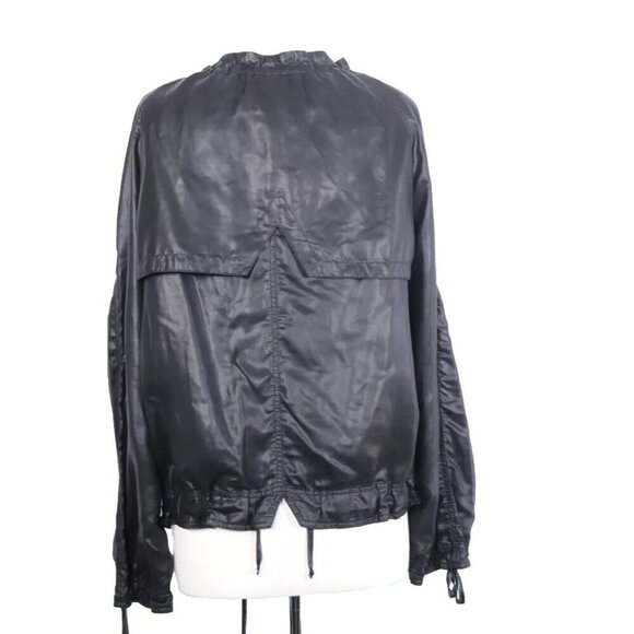 Luisa Cerano Women's 12 Black Full Zip Jacket Ruffled Collar Neck Long Sleeve - Picture 4 of 4